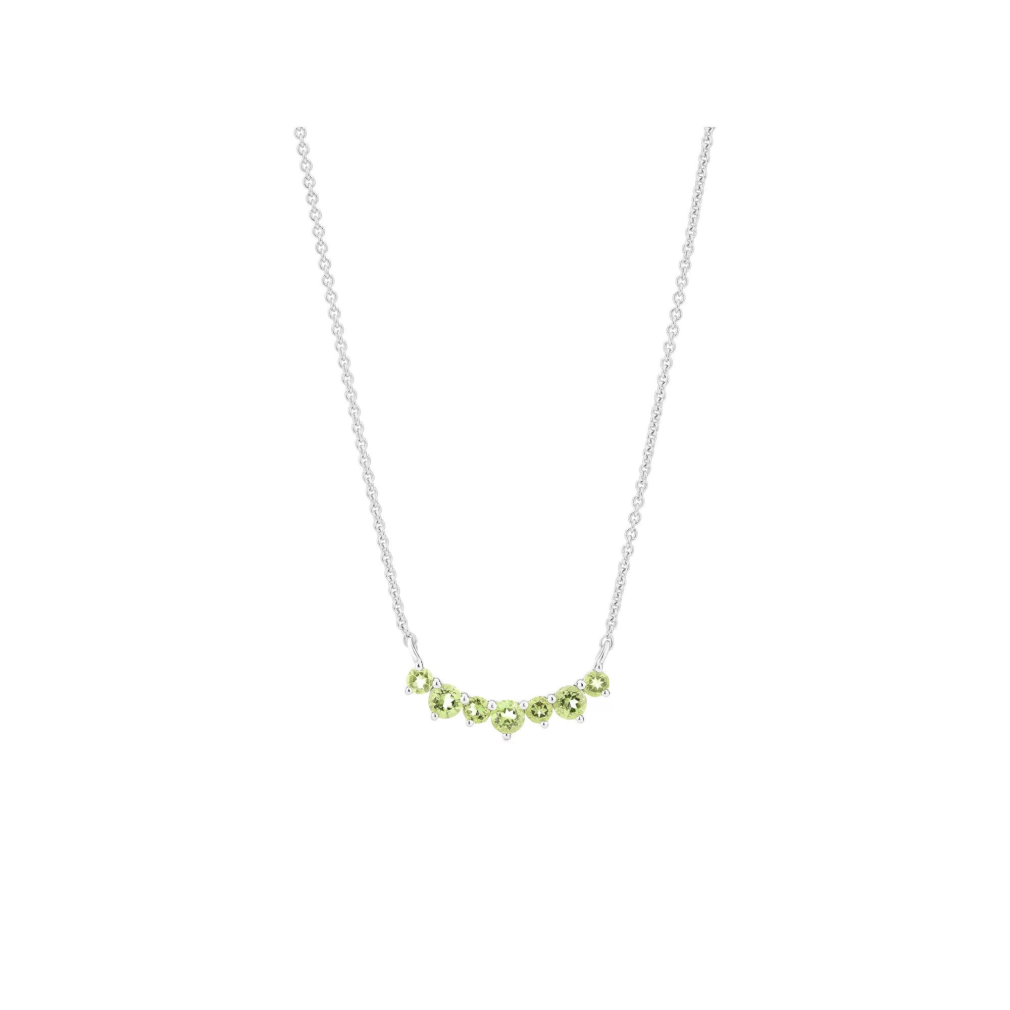Gemistry 14k White Gold 7-Stone Peridot Necklace, Women's, Size: 18" Product Image