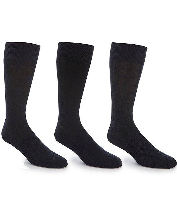 Gold Label Roundtree & Yorke Assorted Square-Canale-Argyle Crew Socks 3-Pack Product Image