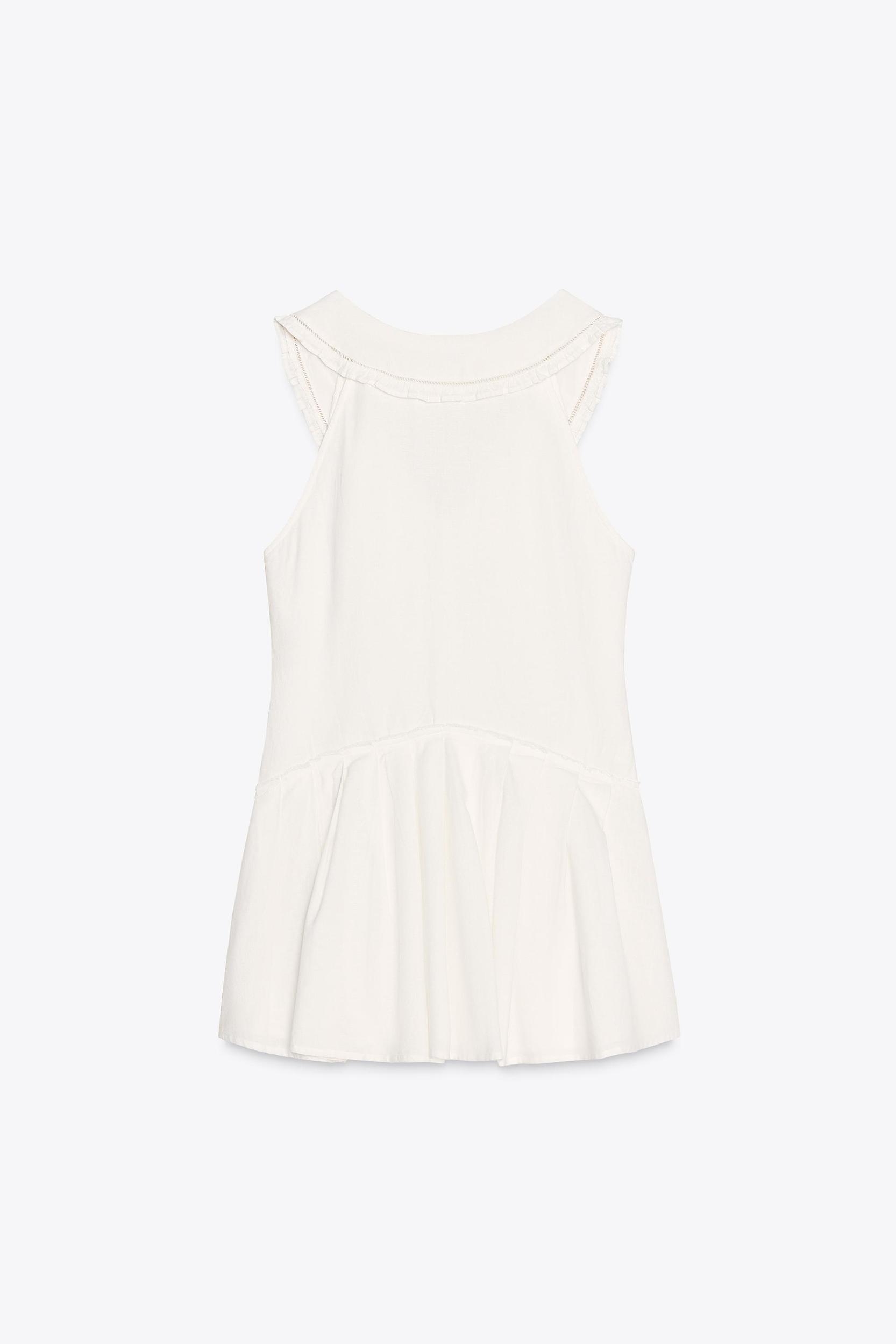 PLEATED PETER PAN COLLAR SHORT DRESS Product Image