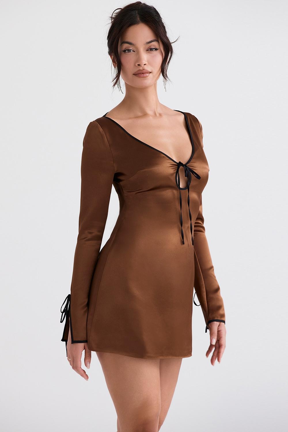Sakina  copper satin mini dress Product Image