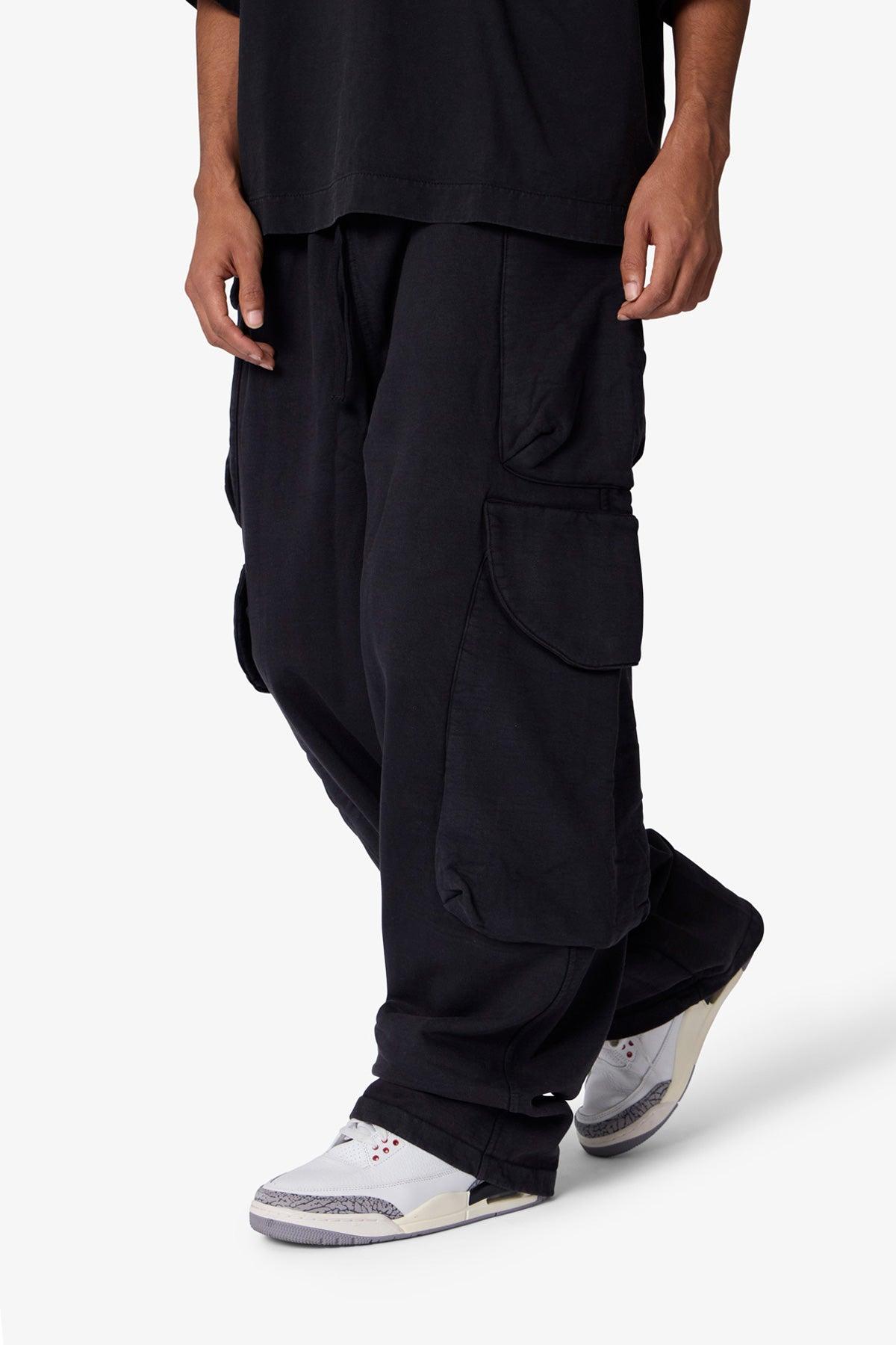 Side Cargo Pocket Sweatpants - Washed Black Product Image