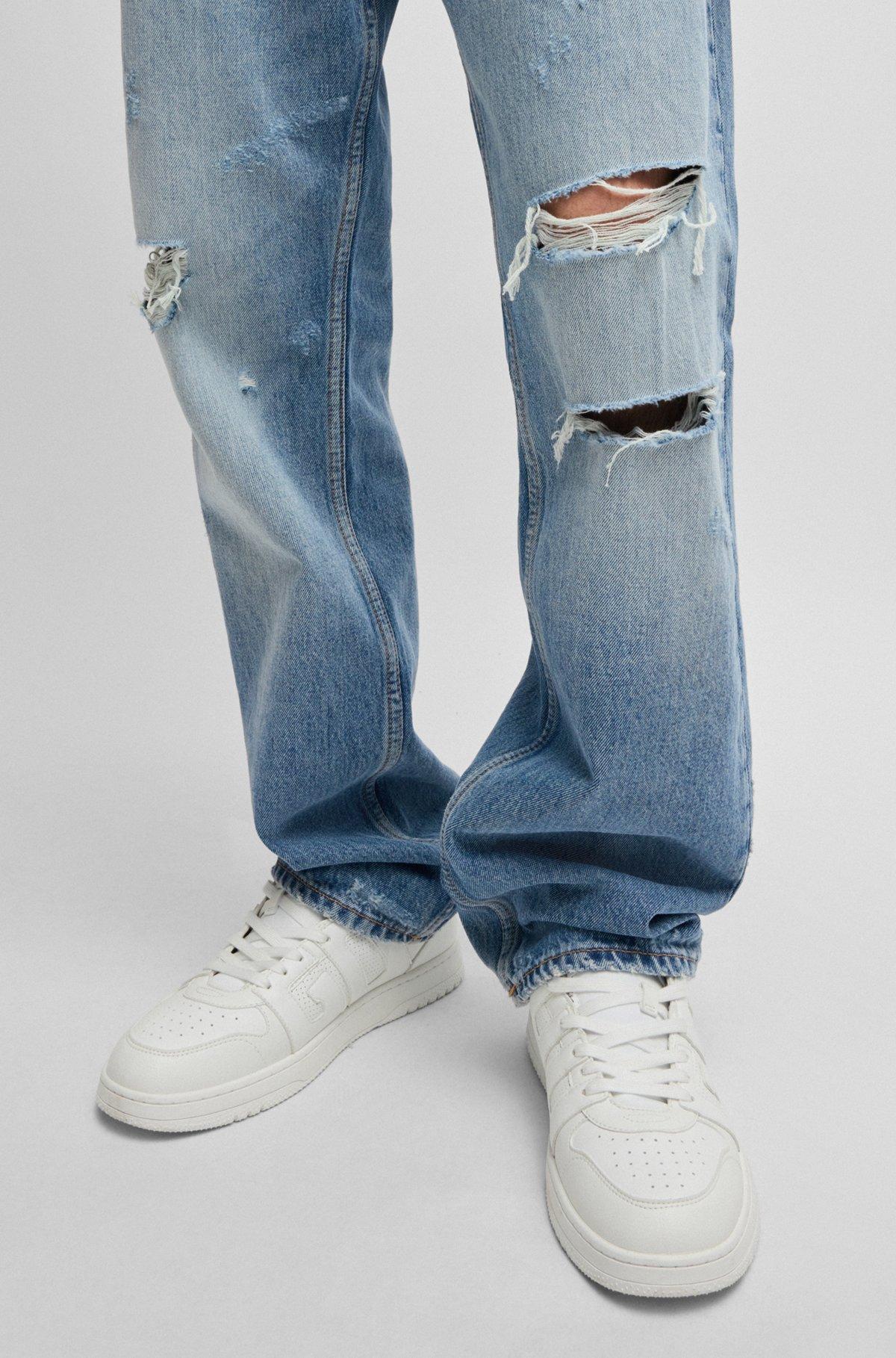 Baggy-fit jeans in stonewashed blue denim Product Image