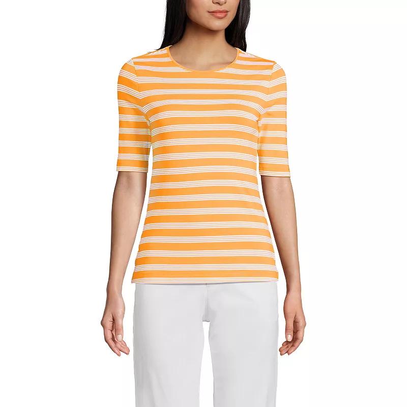 Petite Lands' End Lightweight Cotton Modal Elbow Sleeve Crew Neck Tee, Women's,  Product Image
