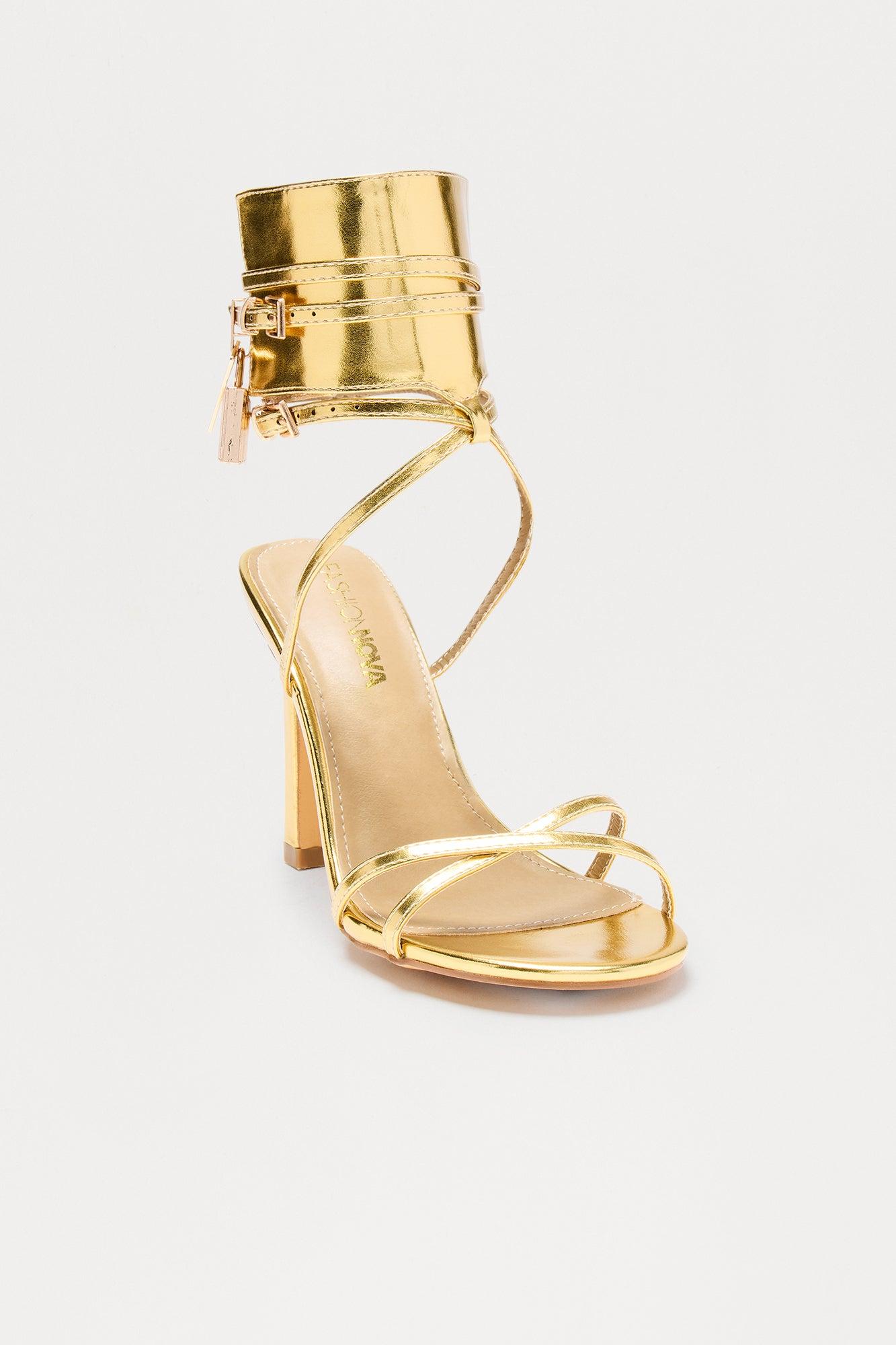 Irene Hardware Lock Heels - Gold Product Image