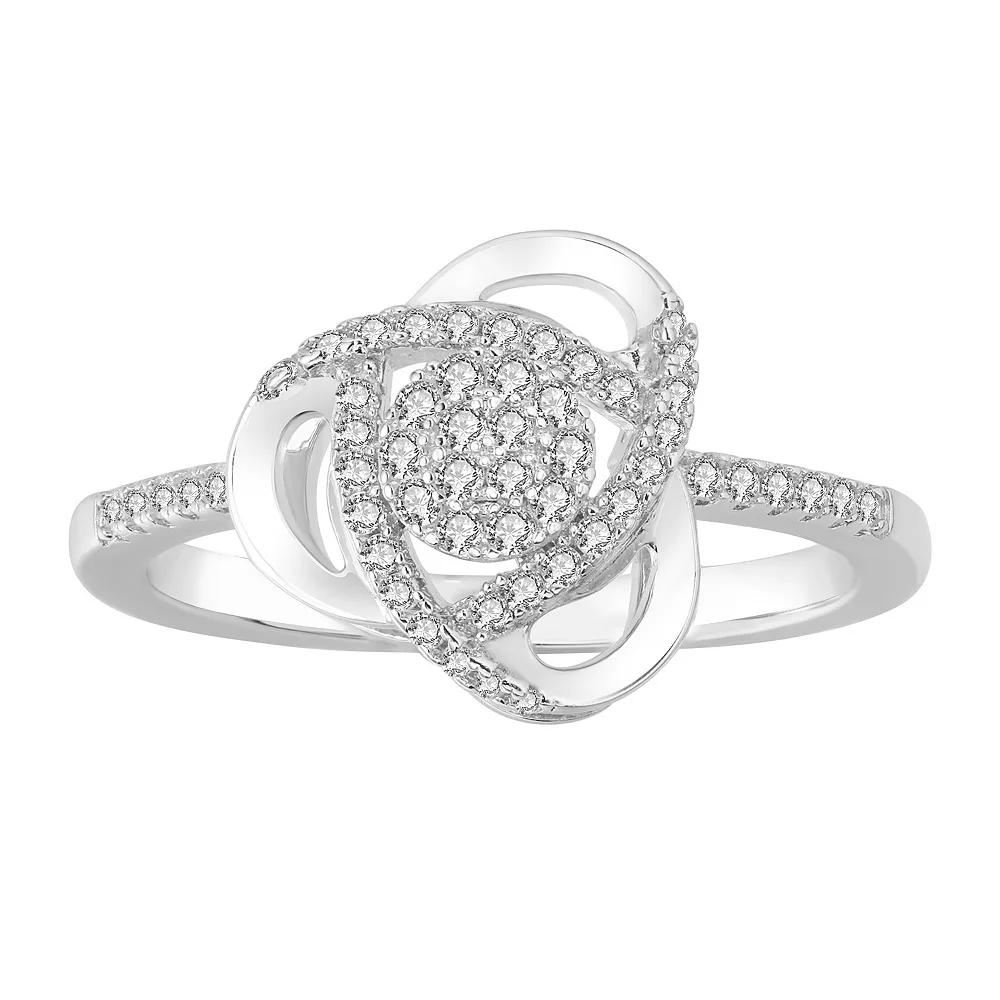 Sterling Silver 1/4 Carat T.W. Diamond Knot Ring, Women's,  Product Image