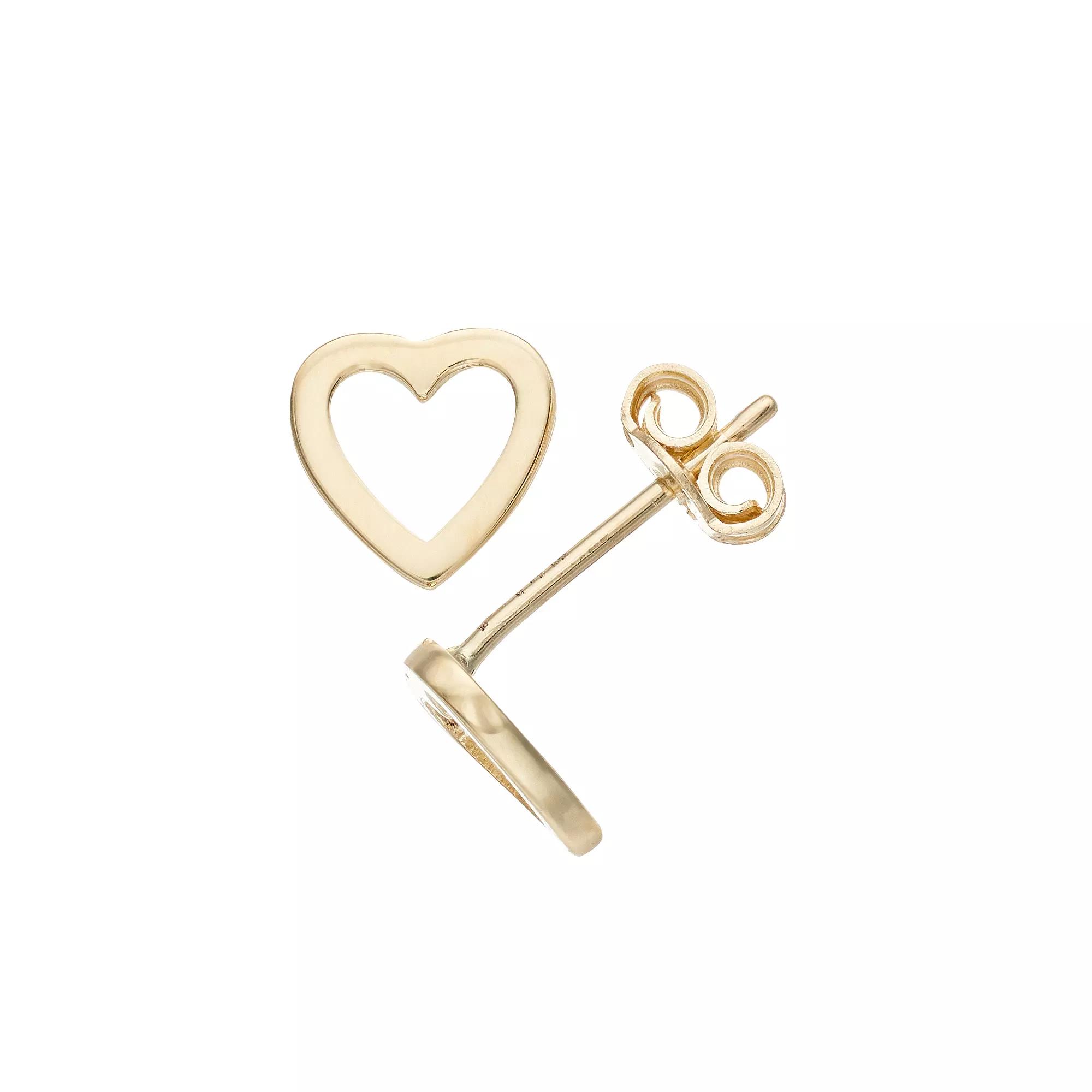 Au Naturale 14k Gold Heart Stud Earrings, Women's Product Image