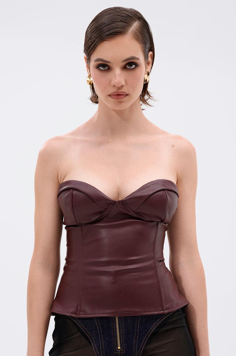 WHATEVER SHE WANT FAUX LEATHER CORSET Product Image