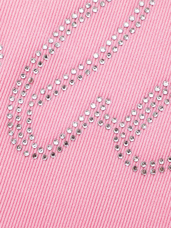 Letter Rhinestone Print Crop Tank Top Product Image