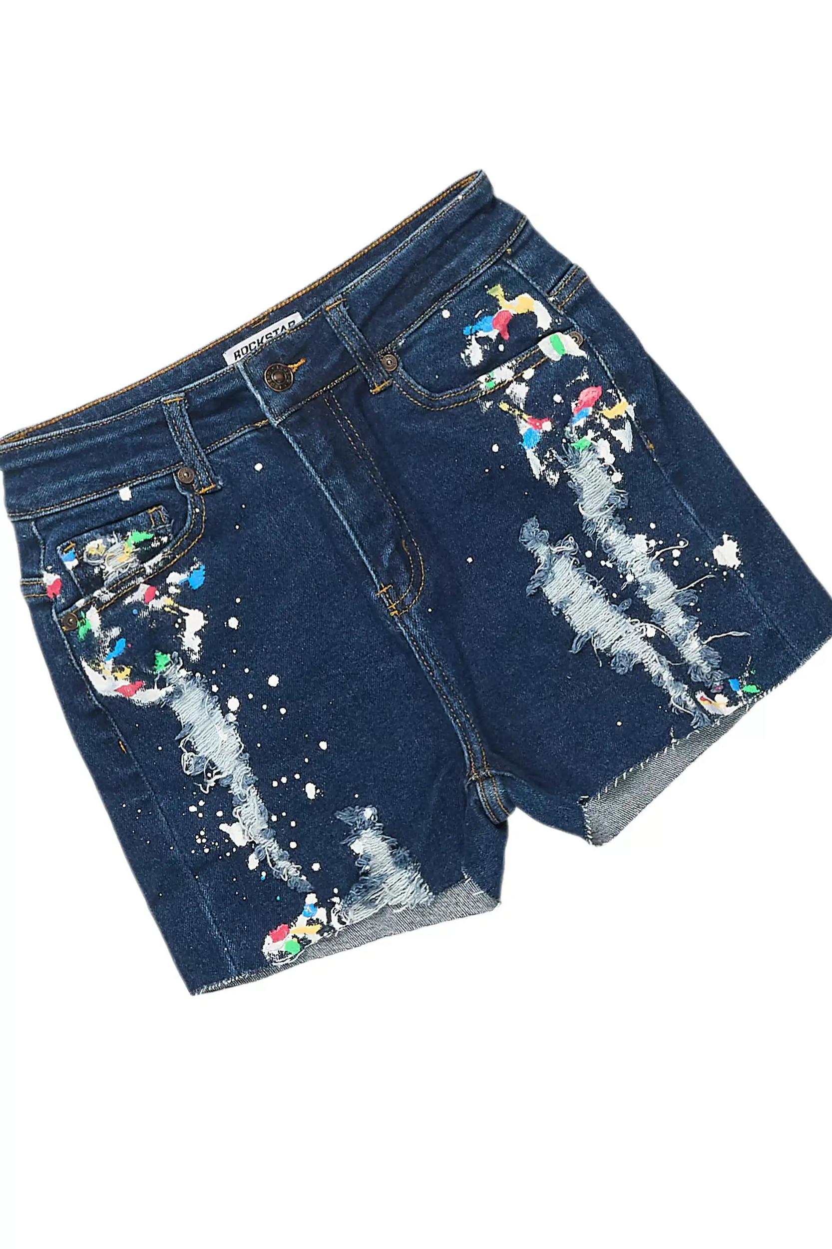 Jarah Pink/Blue Denim Short Set Female Product Image