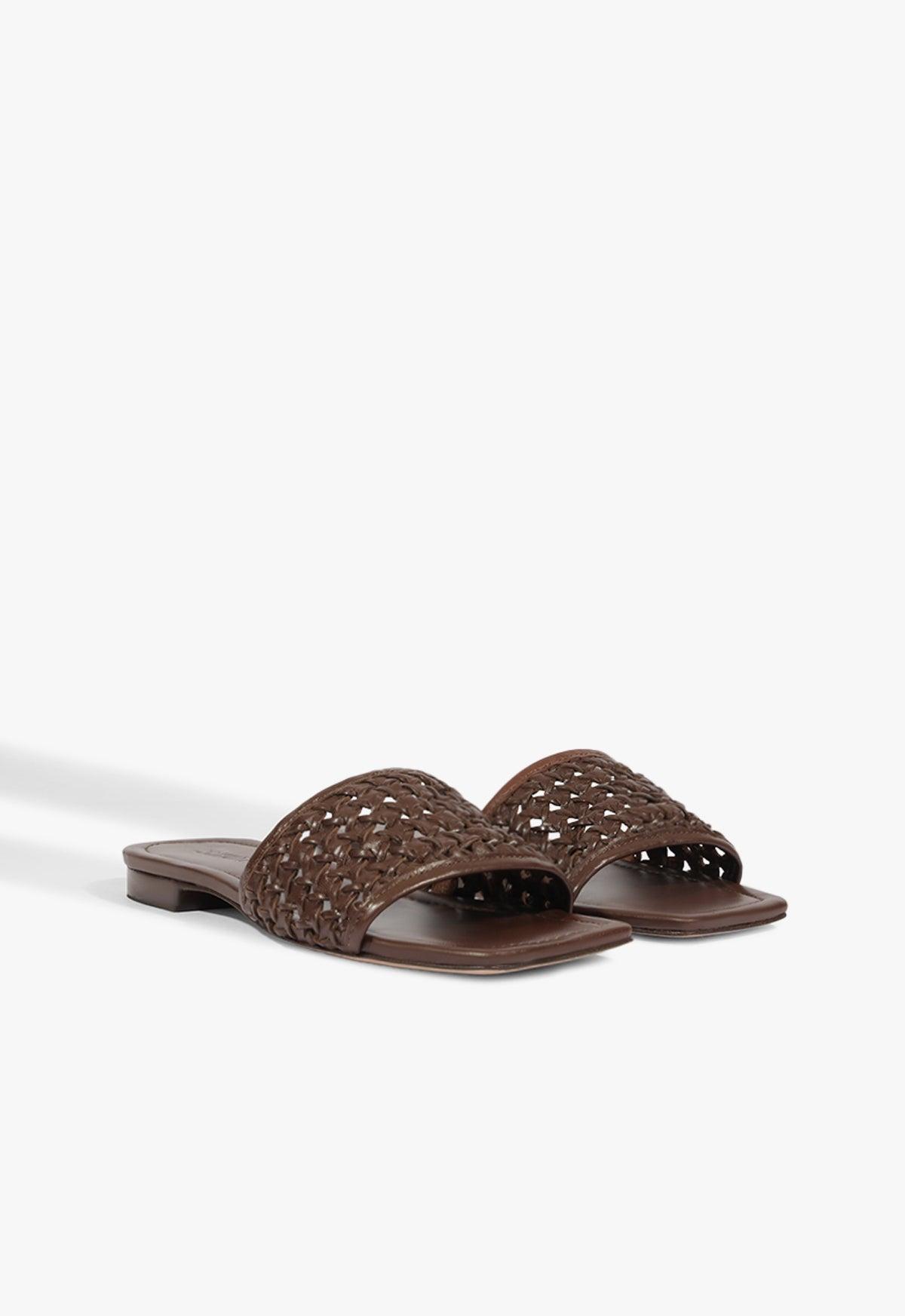 Juliet Brown Leather Flat Sandal Product Image