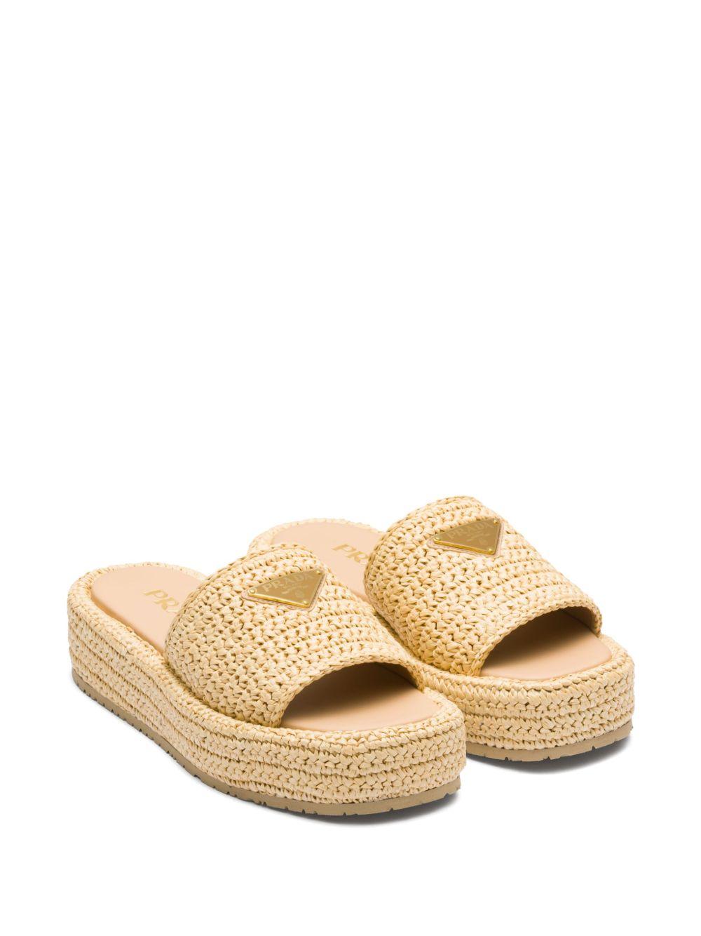 logo-plaque woven-raffia sandals Product Image
