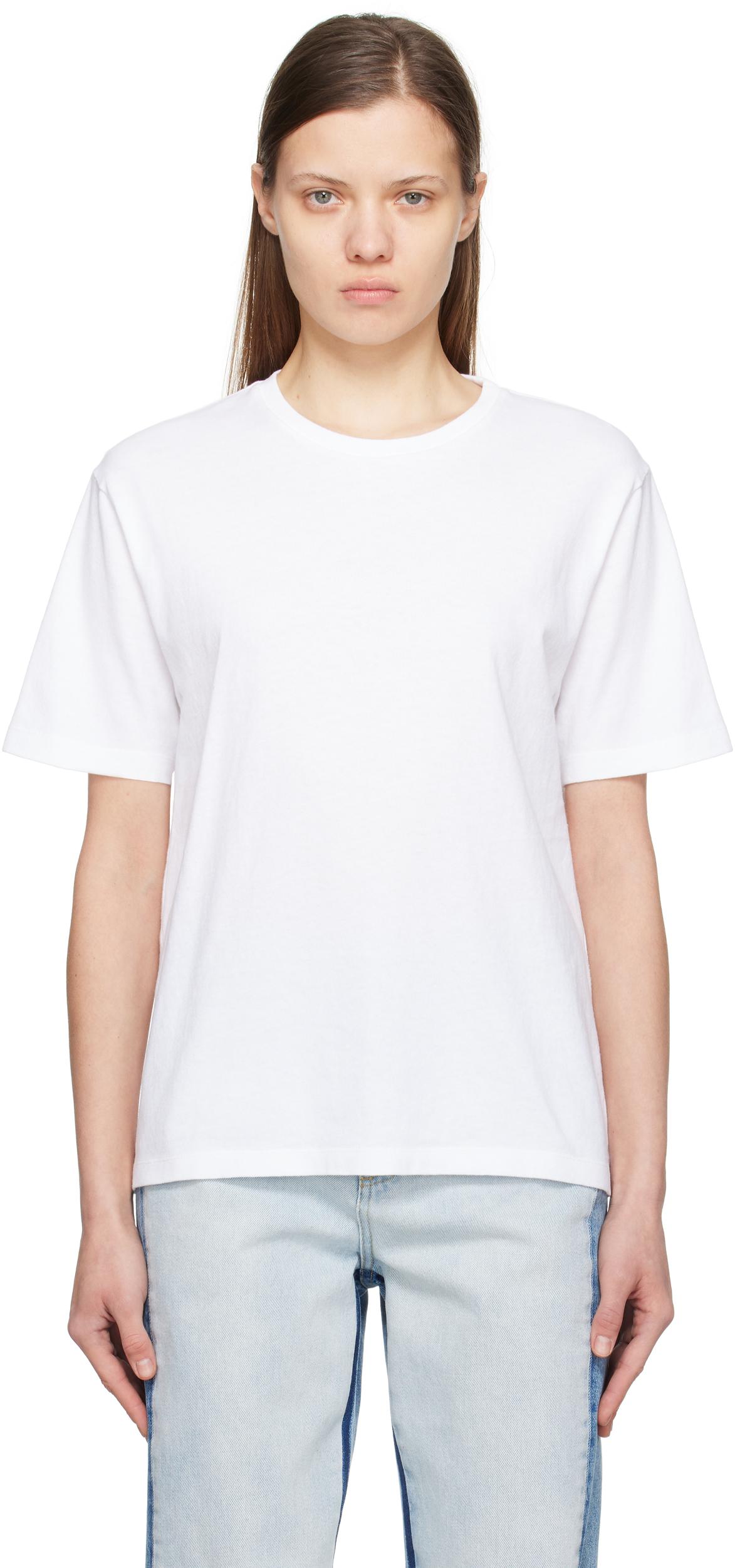 KHAITE Womens White Mae Brand-patch Cotton-jersey T-shirt In Cream Product Image