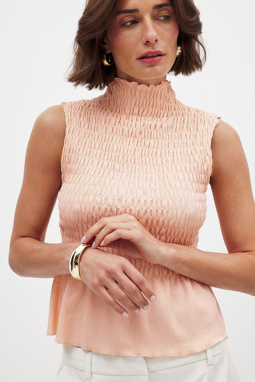 Sleeveless Smock Top Checkered Product Image