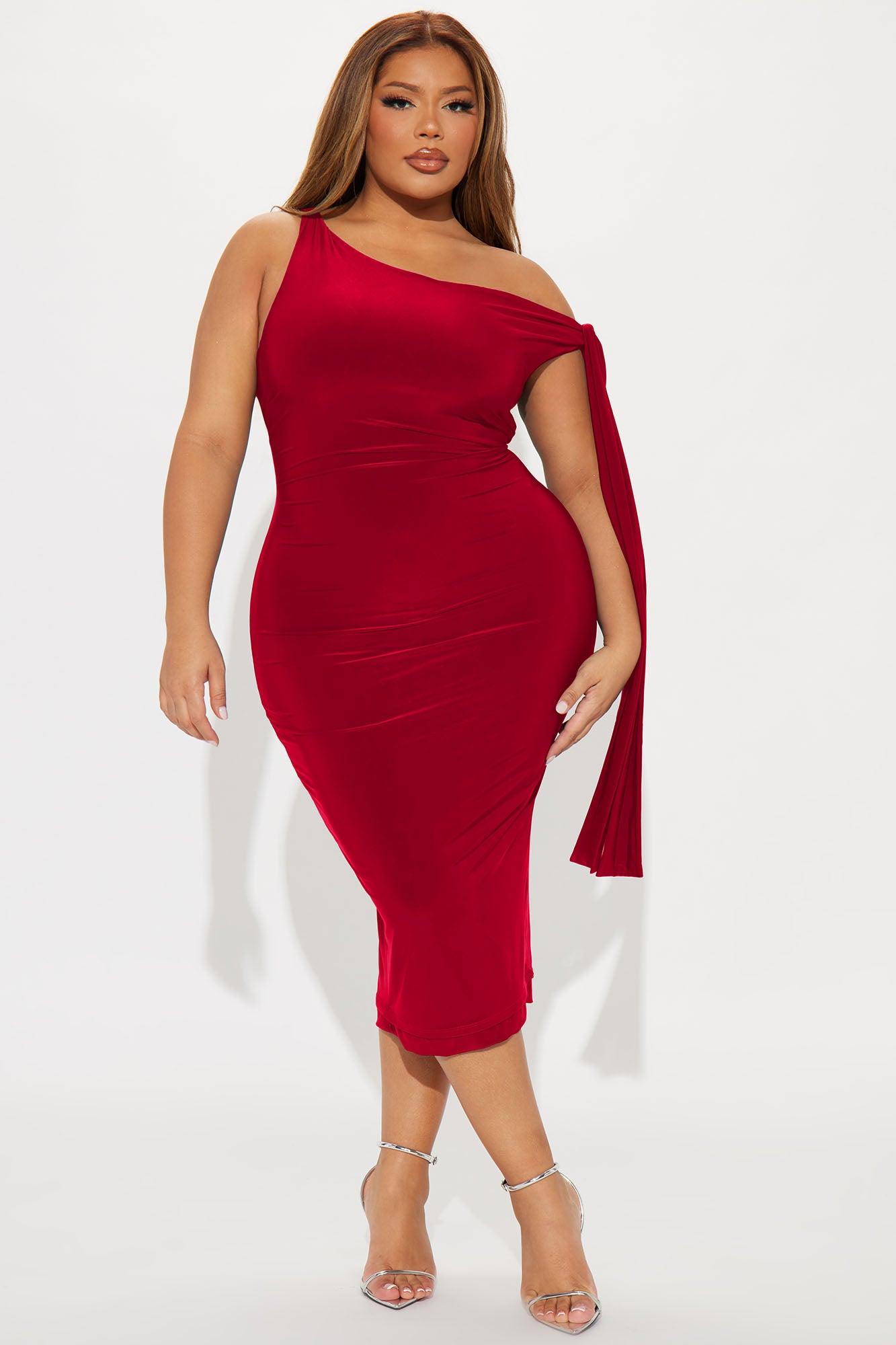 Olympia Twist One Shoulder Midi Dress - Red Female Product Image