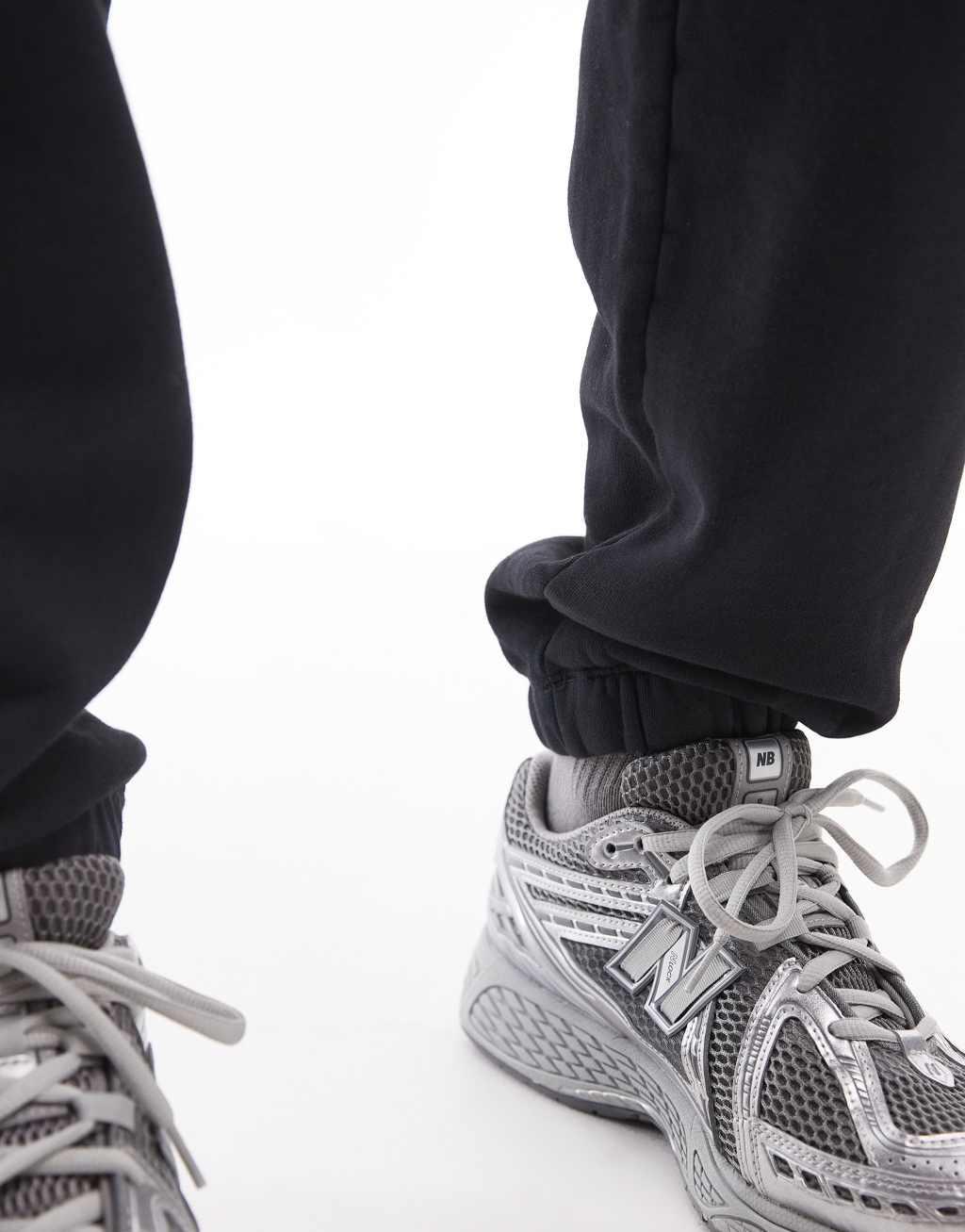 Topman washed oversized sweatpants in black Product Image