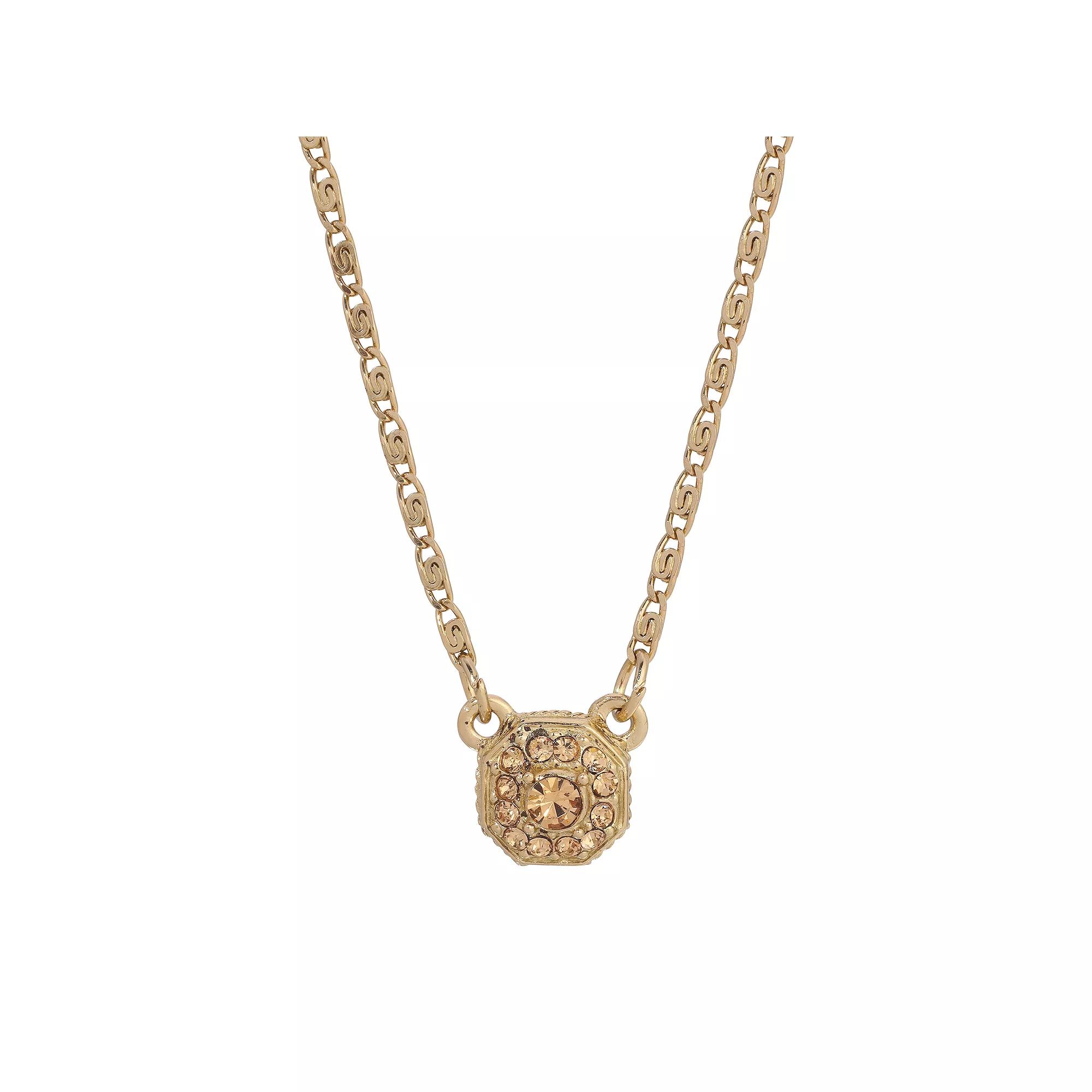 1928 Gold Tone & Yellow Crystal Necklace, Womens, Brown Product Image