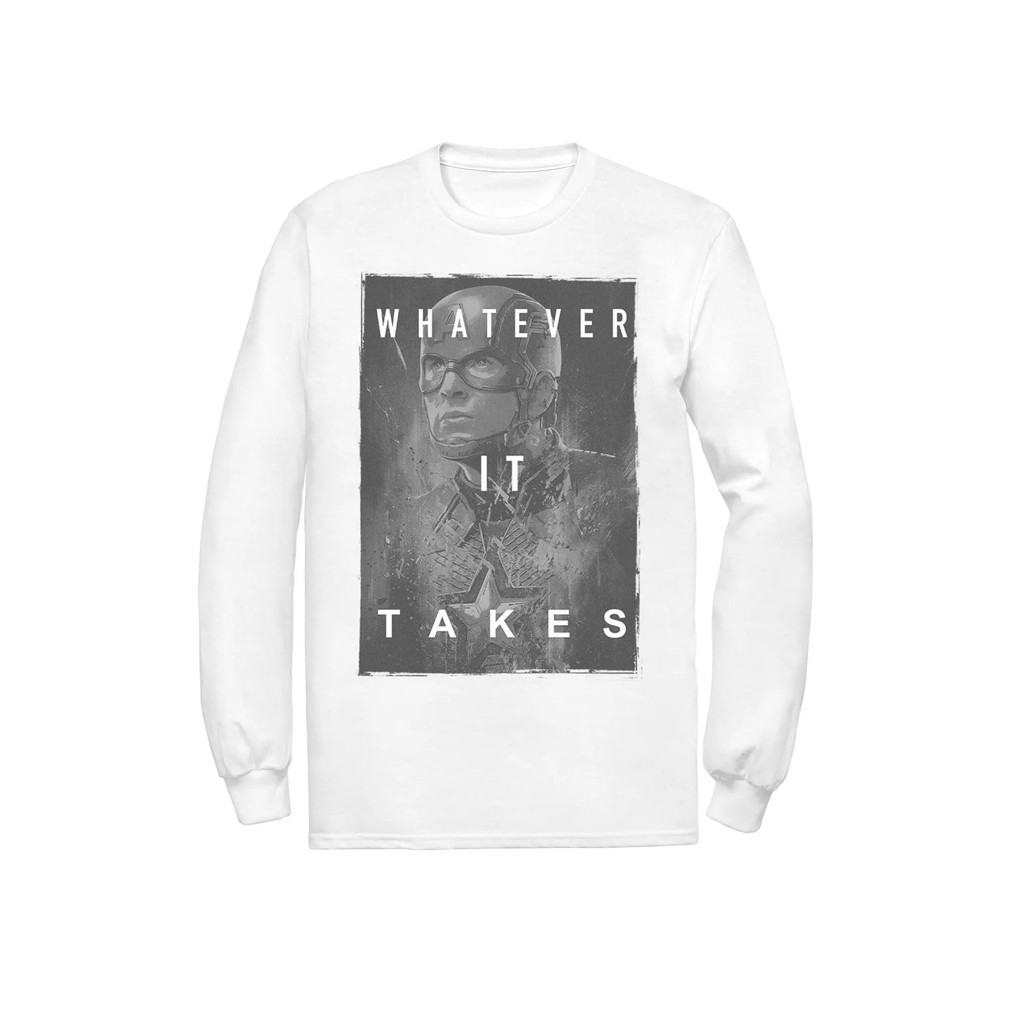 Men's Marvel Avengers Endgame Captain America What Ever It Takes Poster Long Sleeve Graphic Tee,  Product Image
