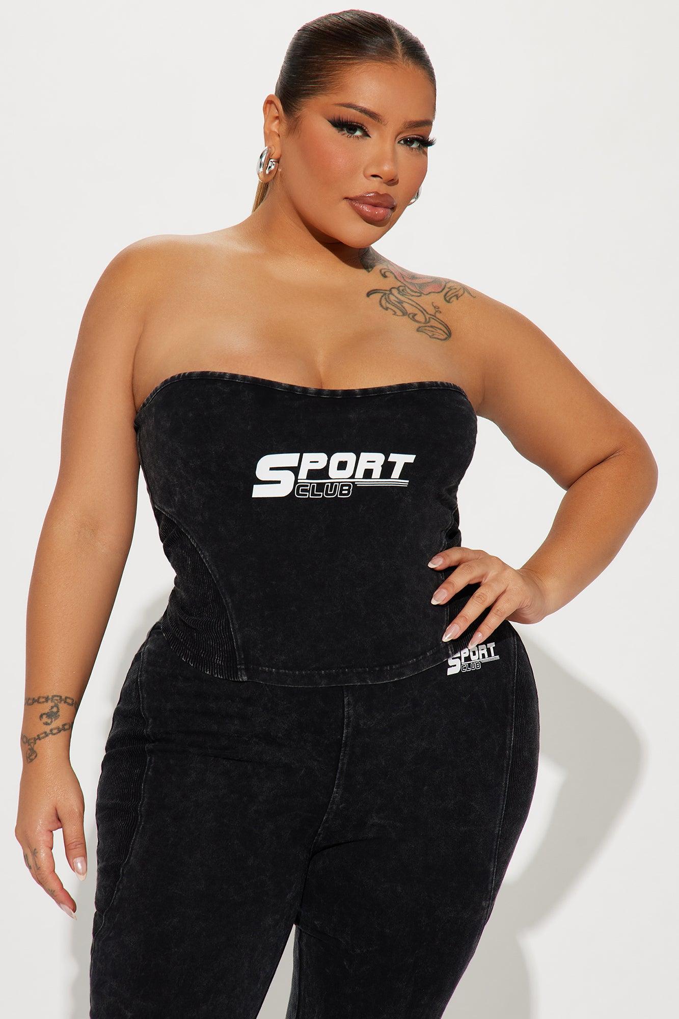 Game Changer Sporty Washed Tube Top - Black Wash Product Image