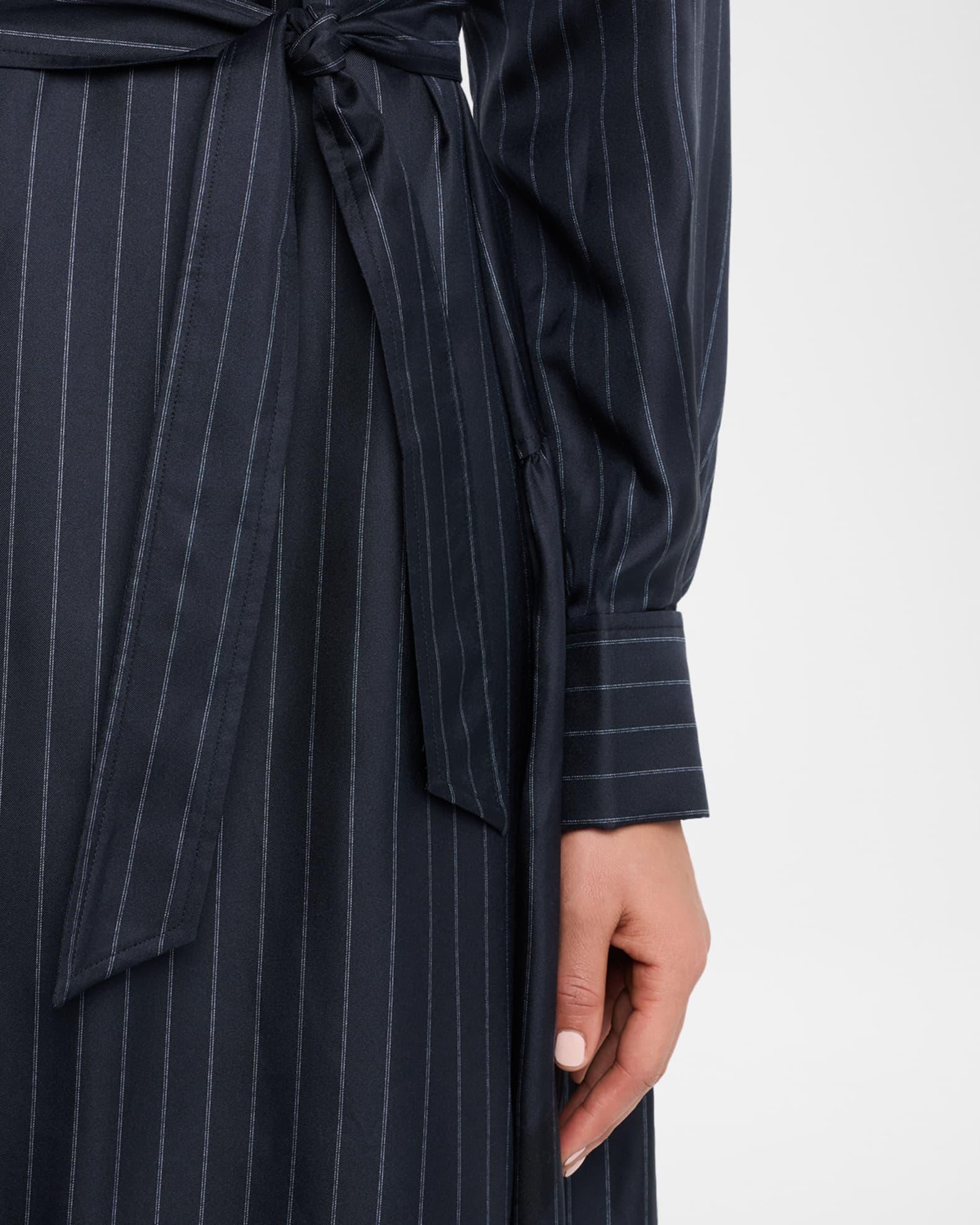 Sabbia Pinstripe Silk Midi Dress Product Image