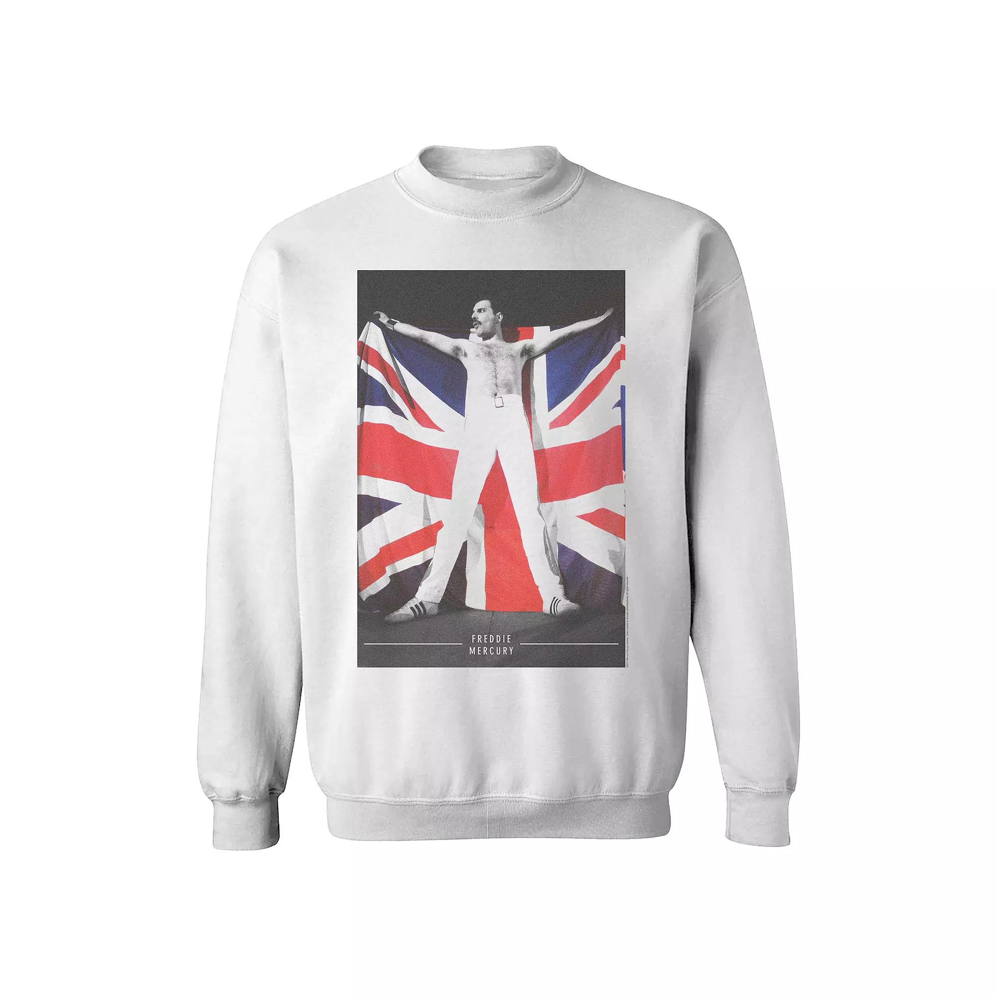 Men's Freddie Mercury Flag Sweatshirt, Size: Medium, White Product Image