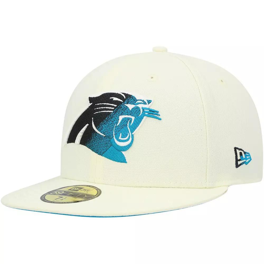 Men's New Era Cream Carolina Panthers Chrome Dim 59FIFTY Fitted Hat, Size: 7 1/2, Beige Product Image