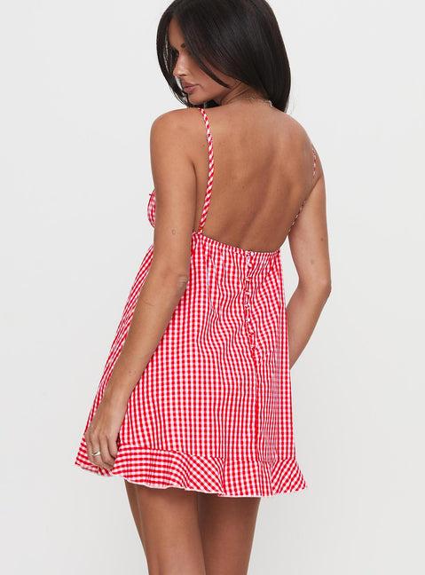 Empress Of Love Mini Dress Red Gingham Product Image