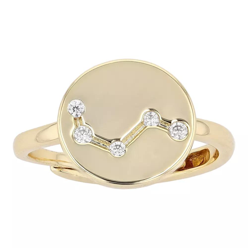 City Luxe Horoscope Cubic Zirconia Disk Horoscope Adjustable Ring, Women's, Gold Tone Scorpio Product Image