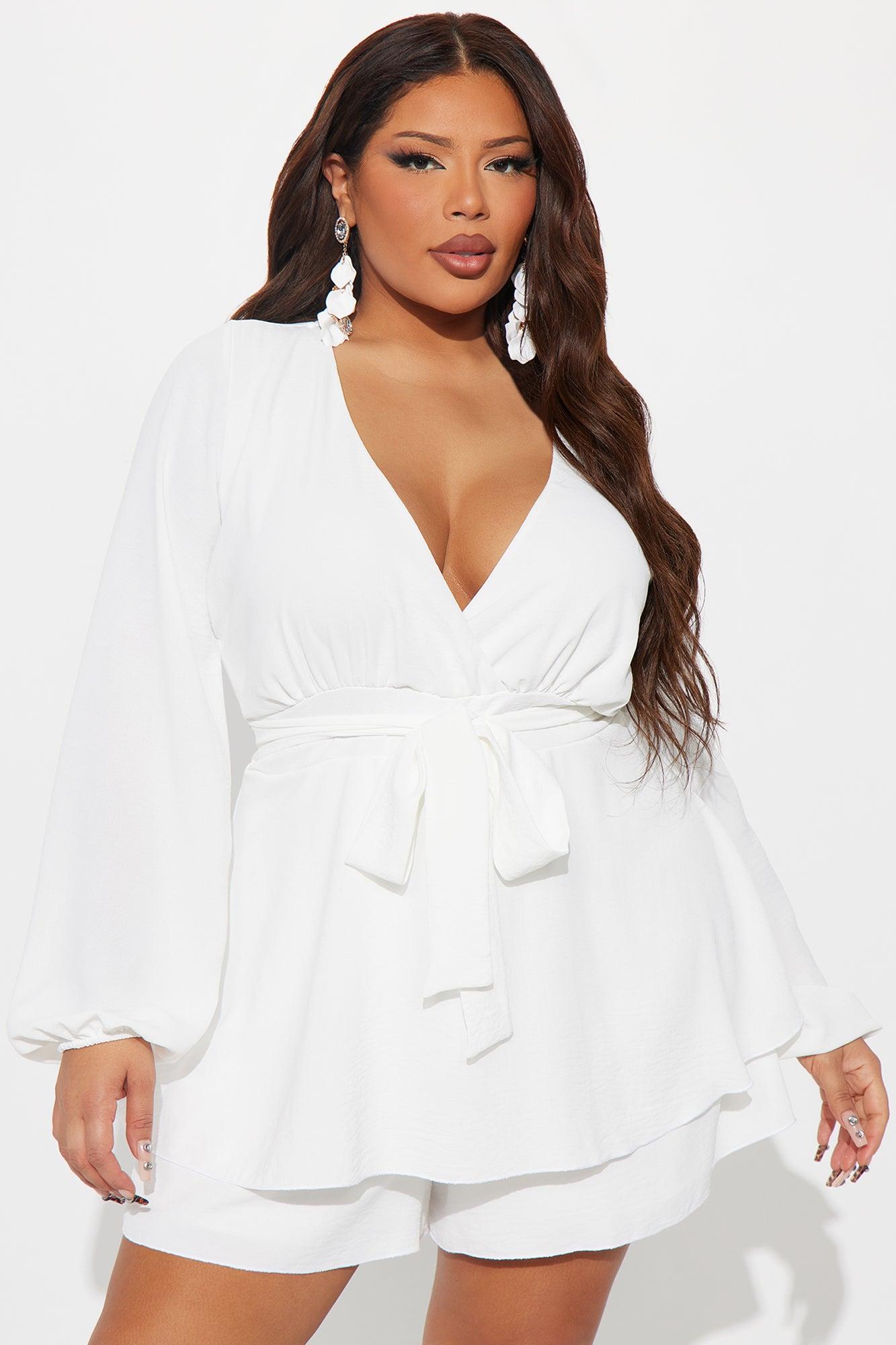 Alessia Long Sleeve Romper - White Product Image