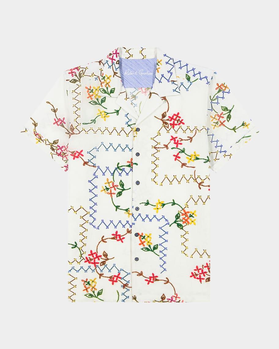 Men's Marettimo Floral Embroidered Camp Shirt Product Image