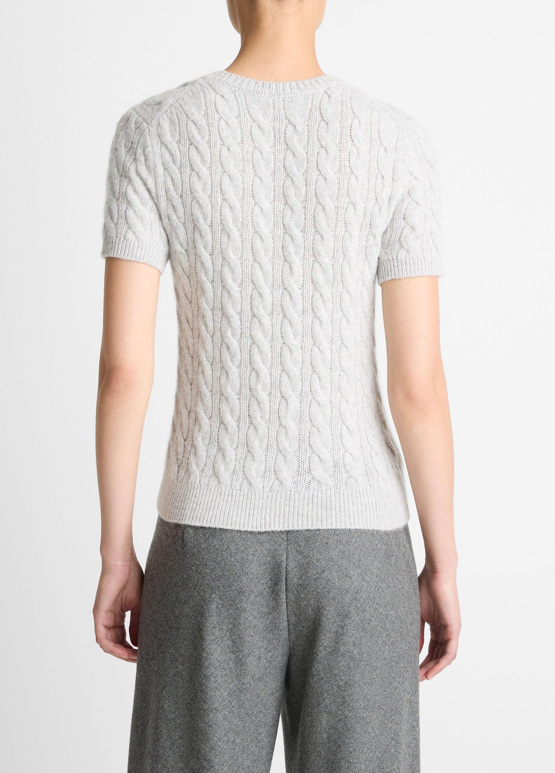 Cable-Knit Wool & Cashmere-Blend Short-Sleeve Sweater Product Image