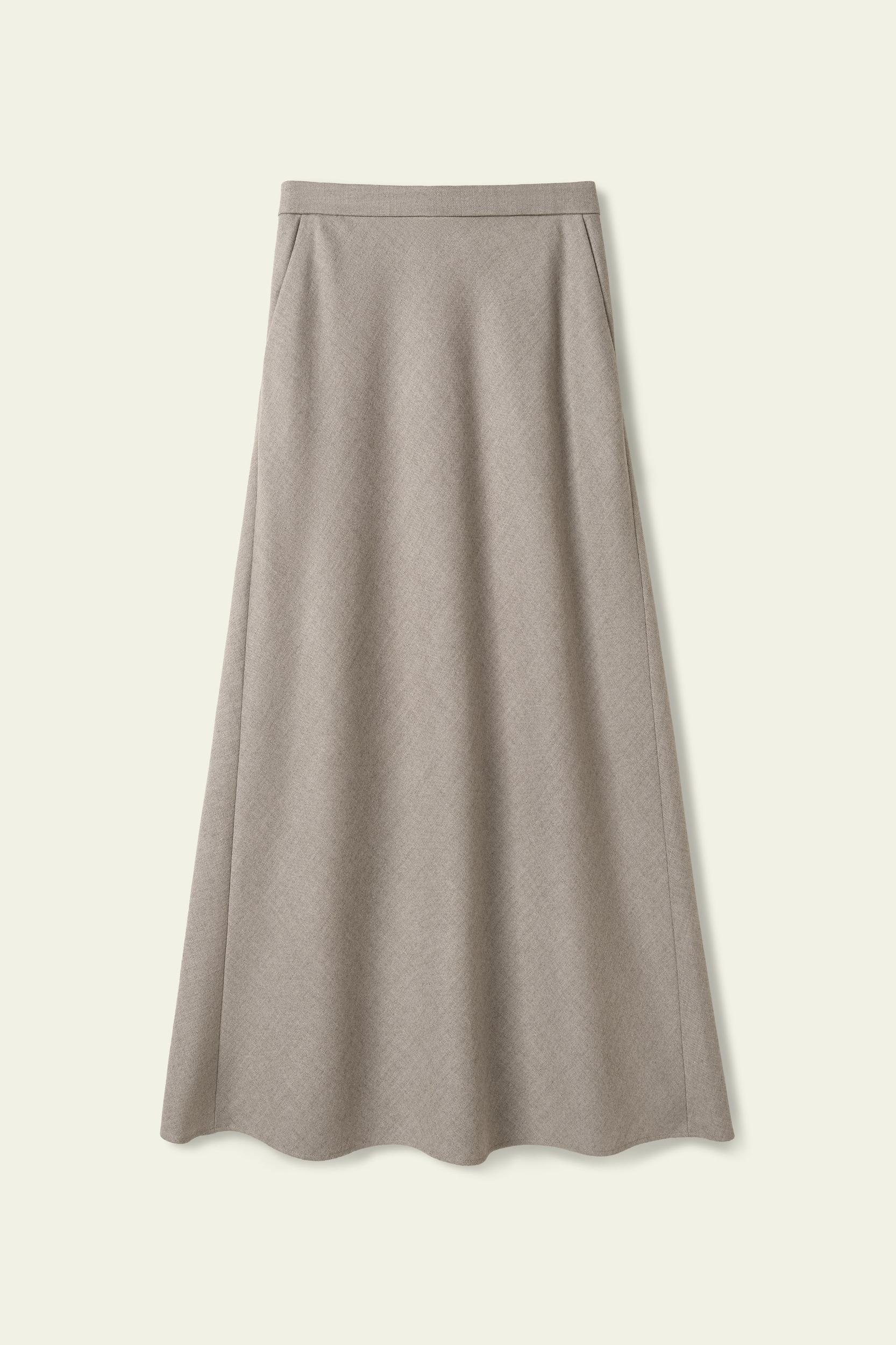 Mottled Silk-Wool A-Line Skirt Product Image