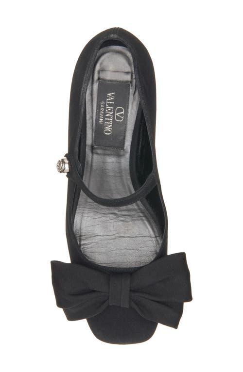 VALENTINO GARAVANI Black Mary Janes With Bow Detail In Crepe Fabric Woman In Multicolor Product Image