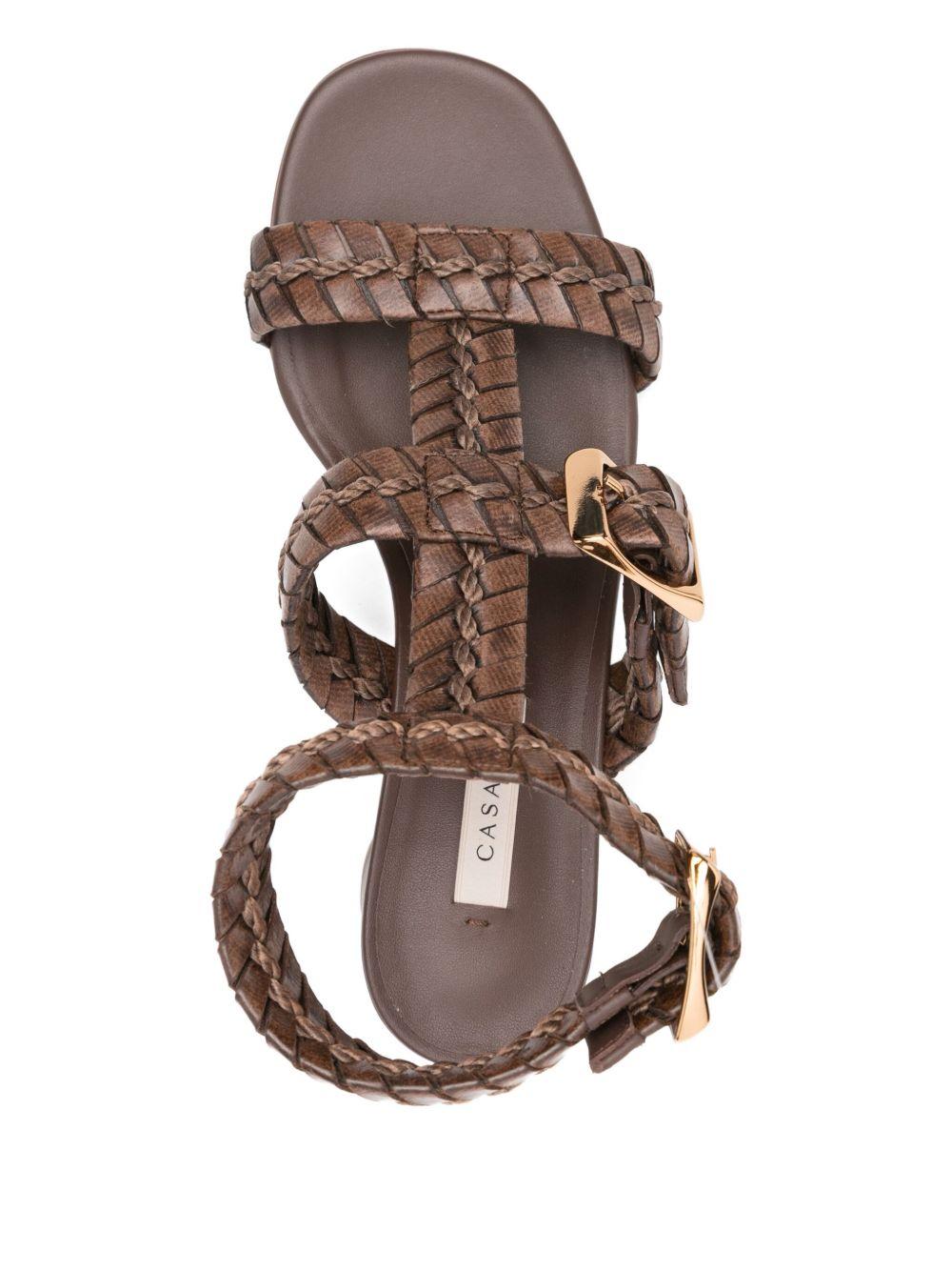 50mm braided leather block-heel heeled sandals Product Image