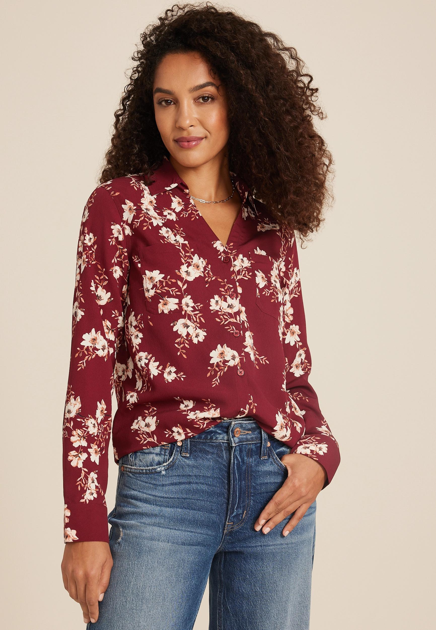 Maurices Womens XX Large Size Winona Button Down Blouse Product Image