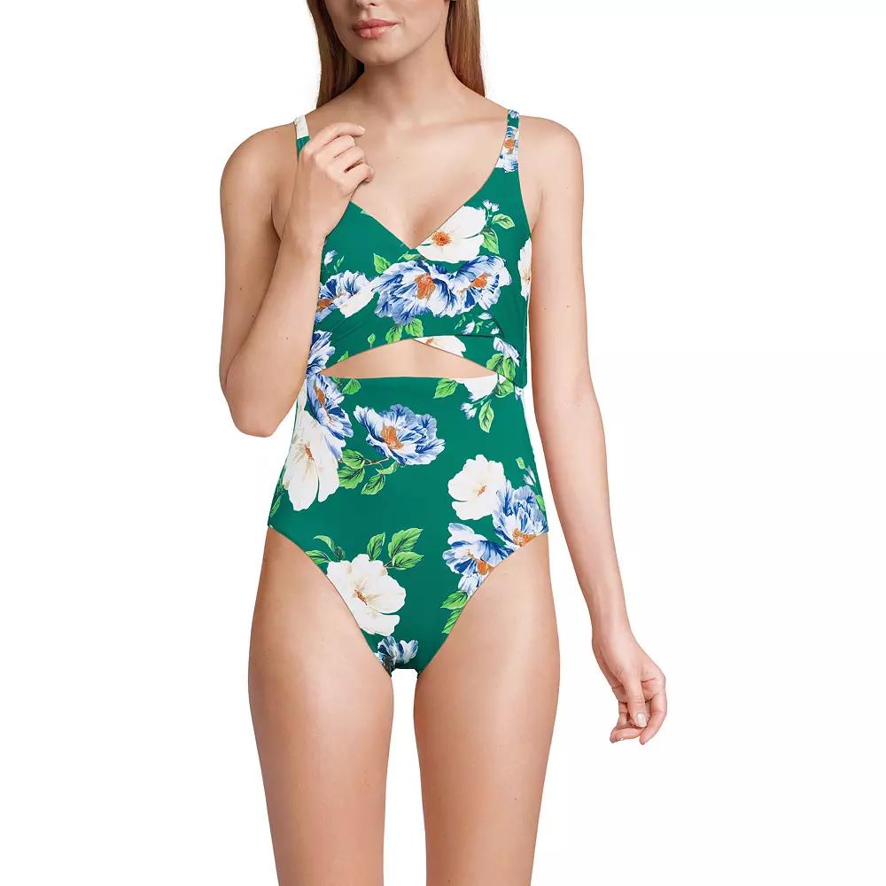 Women's Lands' End Wrap Monokini High Leg One-Piece Swimsuit,  Product Image