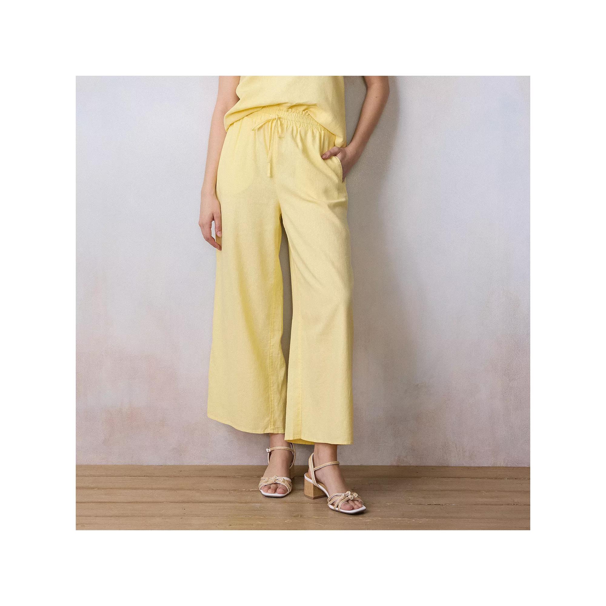 Women's LC Lauren Conrad Pull-On Soft Pants, Size: XL, Yellow White Chip Product Image