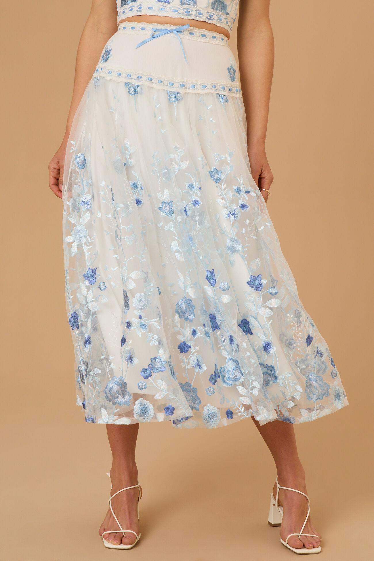 Braxlin Embroidered Midi Skirt Product Image