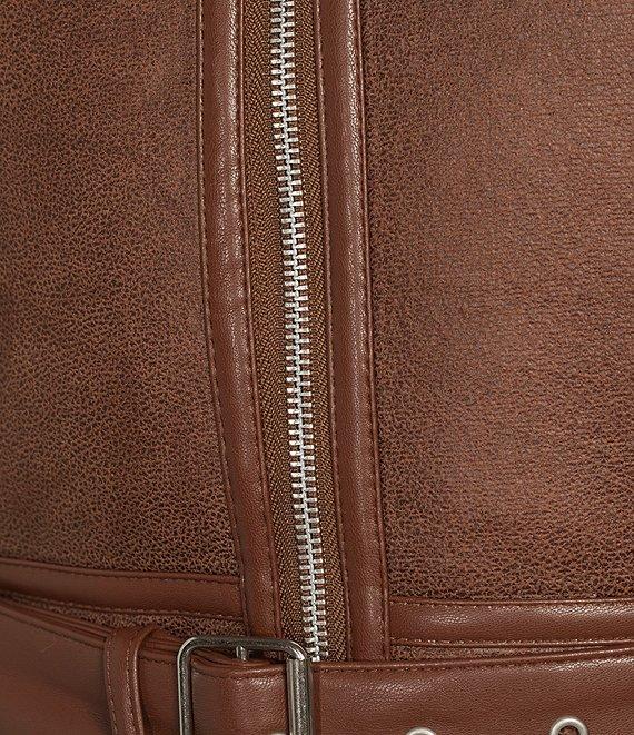 GB Faux Fur Belted Faux Suede Jacket Product Image