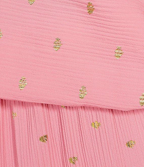 Never Fully Dressed Tilly Plisse Silver Fleck Print One Shoulder Neck Short Sleeve Midi Dress Product Image