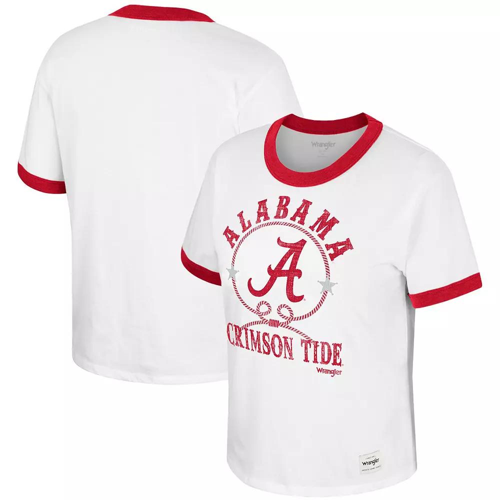 Women's Colosseum x Wrangler White Alabama Crimson Tide Freehand Ringer T-Shirt, Size: XL Product Image