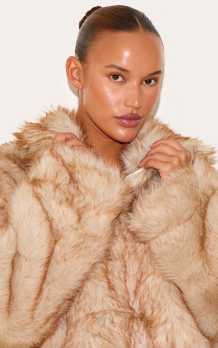 Plus Beige Tipped Faux Fur Collar Detail Jacket Product Image