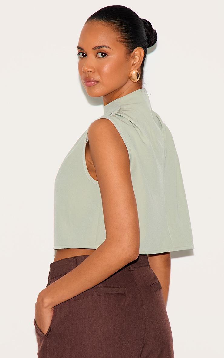 Sage Woven Pleated Boxy Top Product Image