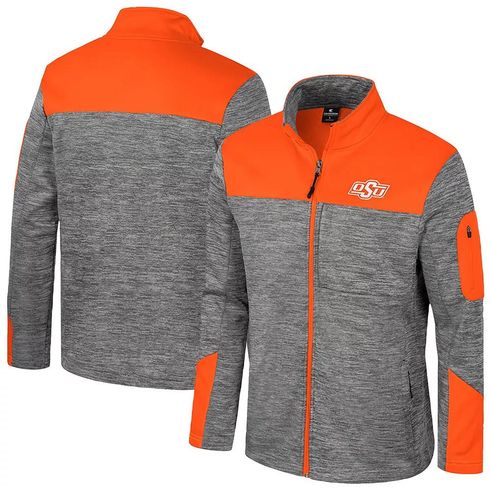 Men's Colosseum  Gray/Orange Oklahoma State Cowboys Guard Full-Zip Jacket, Size: 2XL, Grey Product Image