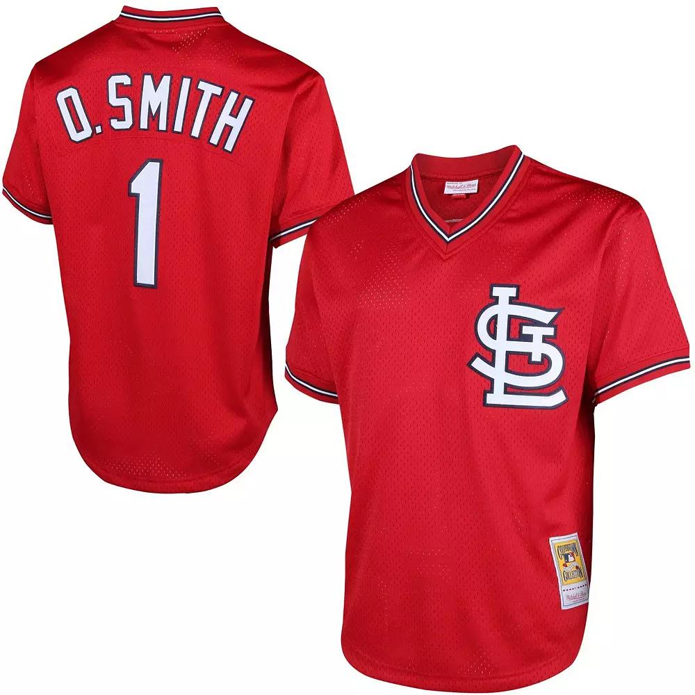 Men's Mitchell & Ness Ozzie Smith Red St. Louis Cardinals Cooperstown Mesh Batting Practice Jersey,  Product Image