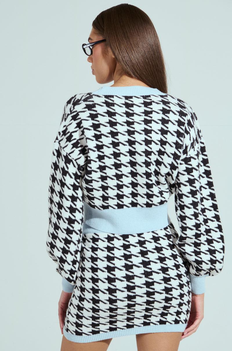 PRETTY AND POSH HOUNDSTOOTH CARDIGAN Product Image
