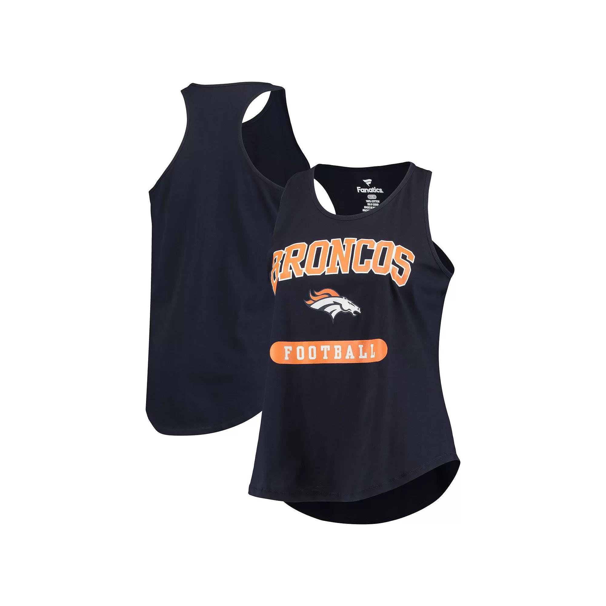 Women's Denver Broncos Navy Plus Size Team Racerback Tank Top, Size: 3XL, Blue Product Image