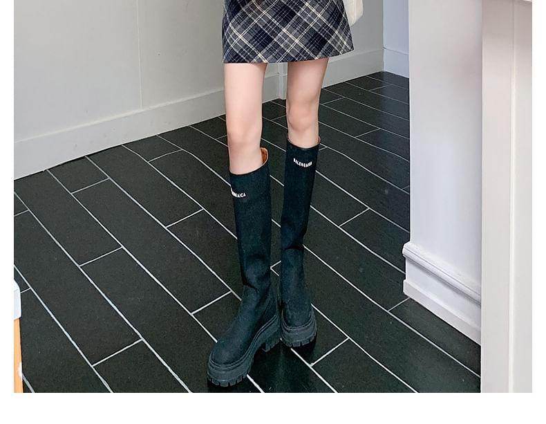 High Waist Plaid Mini A-Line Skirt Product Image