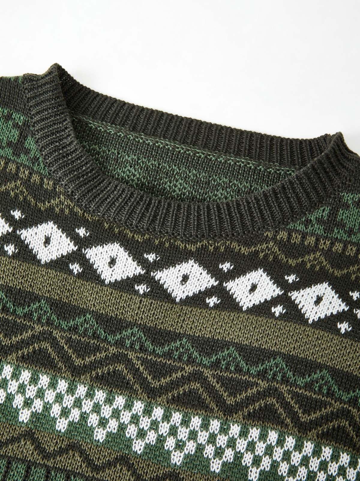 Long Sleeve Vintage Jacquard Sweater Product Image