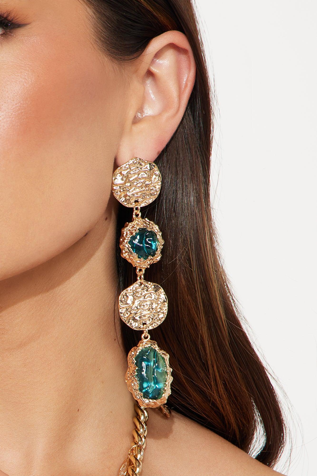 Dance With Waves Statement Drop Earrings - Blue/combo Product Image