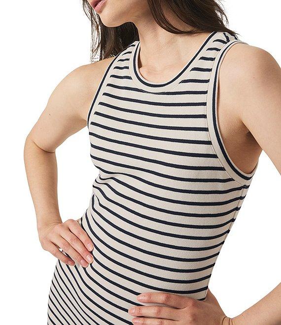 Splendid Whitney Terry Stripe Print Crew Neck Sleeveless Tee Shirt Midi Dress Product Image